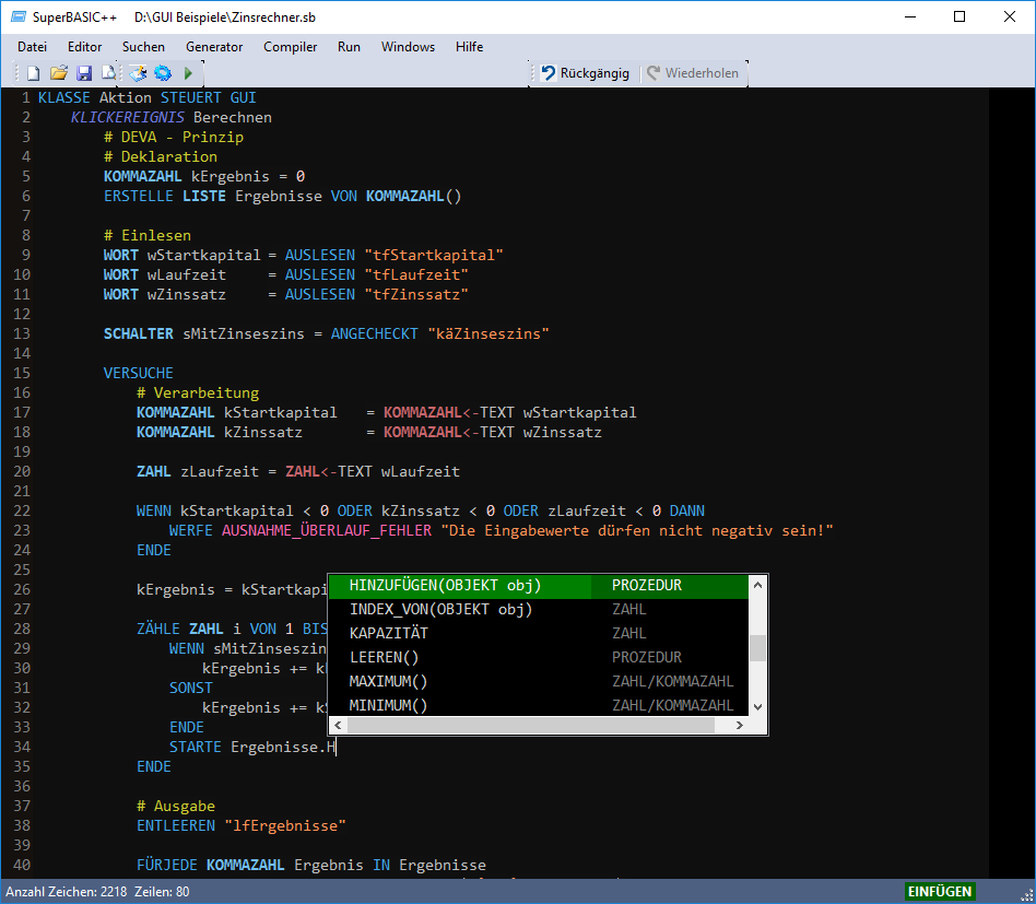 Screenshot SuperBASIC++ IDE